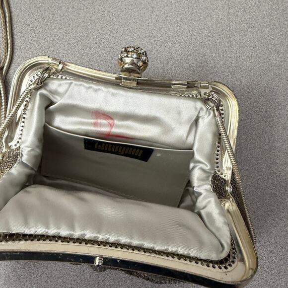Vintage I. Magnin Evening Bag Silver Metallic Chain Rhinestones Womens Small - Picture 5 of 8